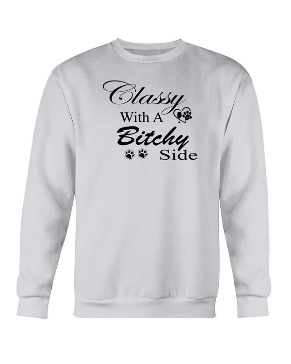 sweatshirts ash s winey bitches co classy with a bitchy side white letters sweatshirt crew wineybitchesco 29950850138223