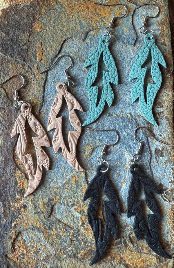 Feather Shaped Leather Earrings - Image 7