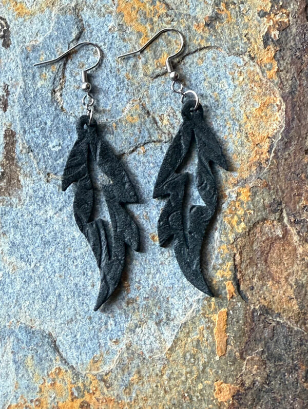 Feather Shaped Leather Earrings - Image 6