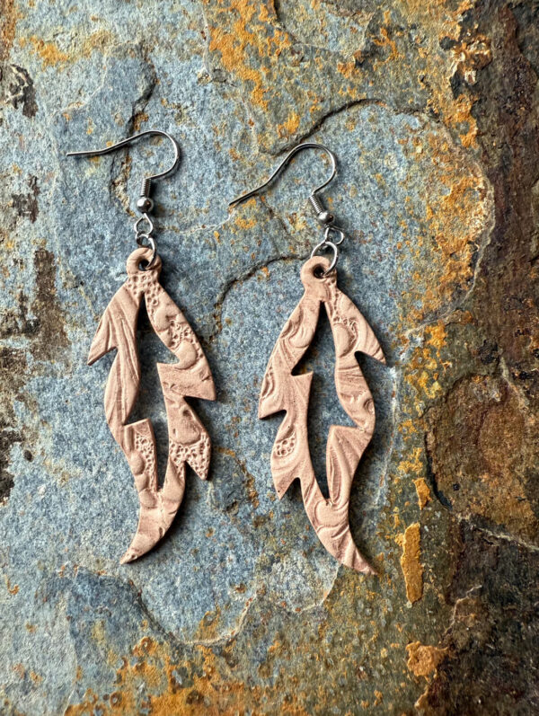 Feather Shaped Leather Earrings - Image 5