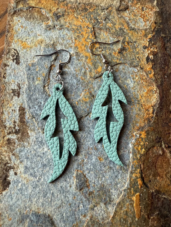Feather Shaped Leather Earrings - Image 4