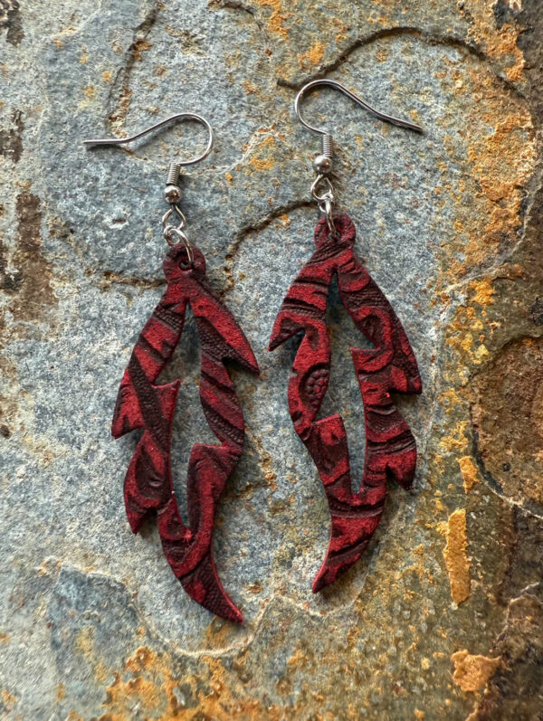 Feather Shaped Leather Earrings - Image 3