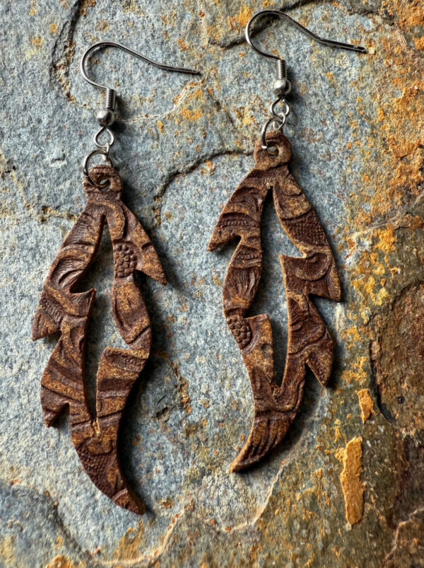 Feather Shaped Leather Earrings
