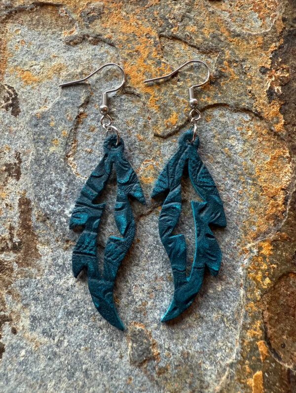 Feather Shaped Leather Earrings - Image 2