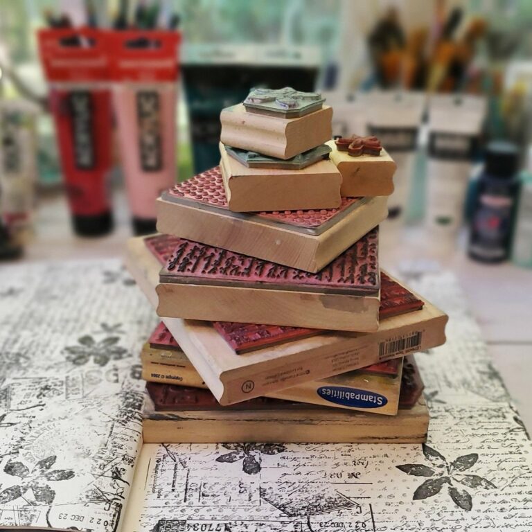 Fine artist Debra Hart Art Journaling Stamp Stack 768x768