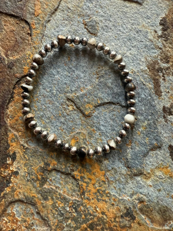 White Buffalo Turquoise Sterling Silver Pearl Bracelet - Image 2