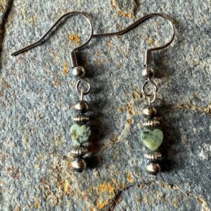 Sterling Silver Pearls & New Lander Turquoise Heart Earrings