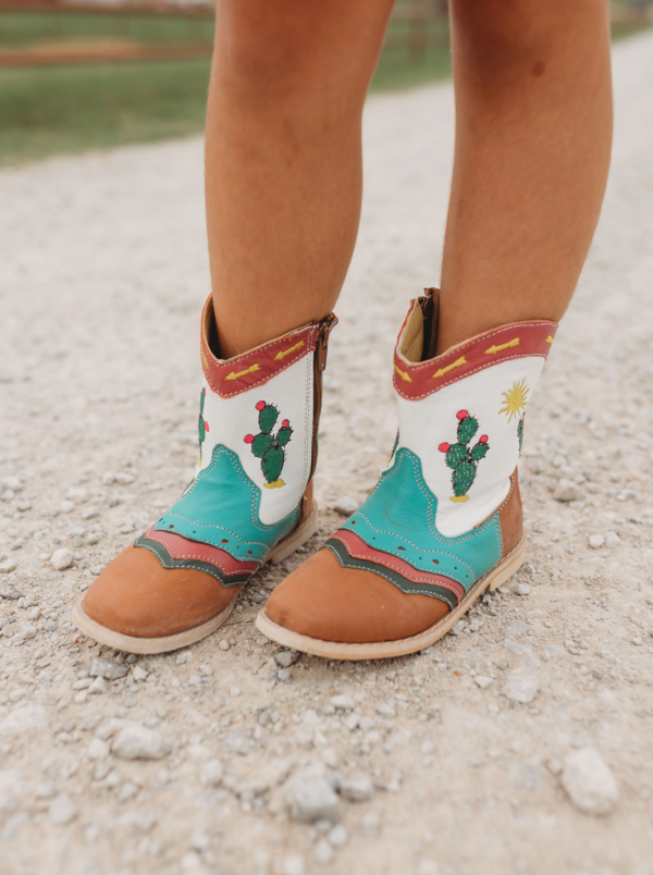 "Pecos" Neon Cactus Charm Boots | Western Kids Emp - Image 6