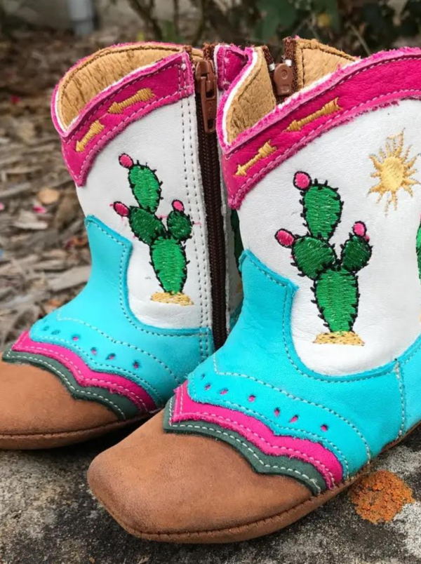 "Pecos" Neon Cactus Charm Boots | Western Kids Emp - Image 2