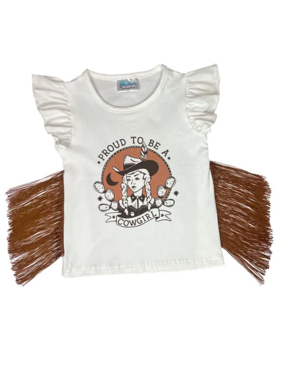 "Proud Cowgirl Spirit" Fringe Tee/Shirt - Image 2