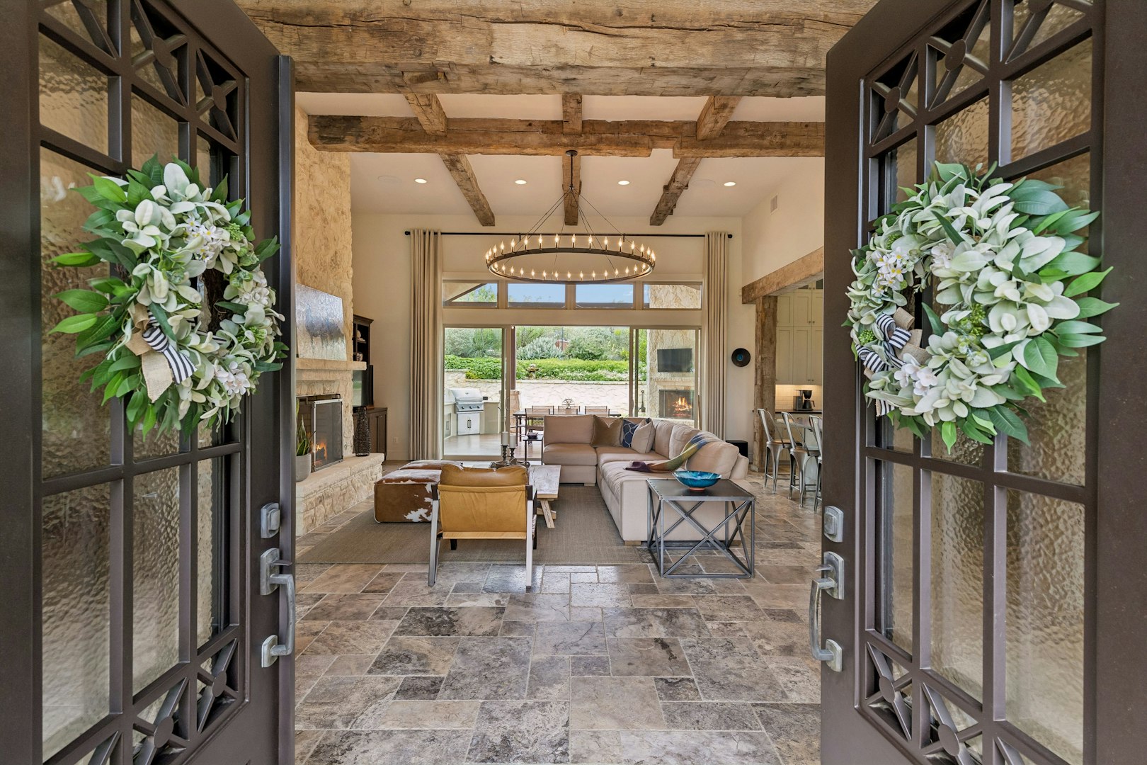 The Living Room · Open to the Pool Views